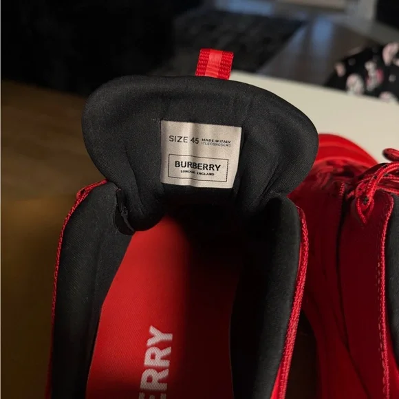Burberry Men’s Red Low-Top Athletic Sneakers - Picture 6 of 7